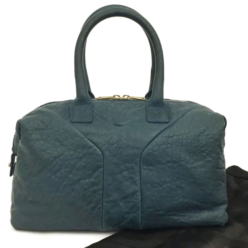 SAINT LAURENT GREEN RIVE GAYCHE LEATHER BOSTON HAND BAG/R0487 - Picture 2 of 14
